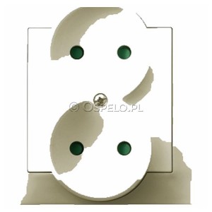 GP-2YP/27 Gniazdo podwójne bez uziemienia z przesłonami torów prądowych, gniazdo kompletne, nie pasujące do ramek 16A (Zaciski śrubowe) Ecru Ospel Impresja - Widok z przodu