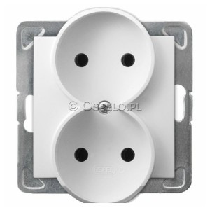 GP-2YR/m/00 Gniazdo podwójne bez uziemienia 16A (Zaciski śrubowe) Biały Ospel Impresja - Widok z przodu