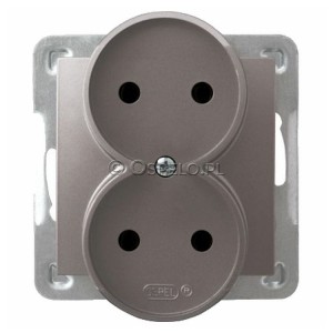 GP-2YR/m/23 Gniazdo podwójne bez uziemienia 16A (Zaciski śrubowe) Tytan Ospel Impresja - Widok z przodu