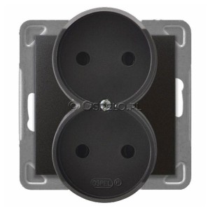 GP-2YR/m/50 Gniazdo podwójne bez uziemienia 16A (Zaciski śrubowe) Antracyt Ospel Impresja - Widok z przodu