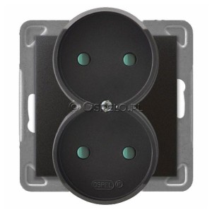 GP-2YRP/m/50 Gniazdo podwójne bez uziemienia z przesłonami torów prądowych 16A (Zaciski śrubowe) Antracyt Ospel Impresja - Widok z przodu