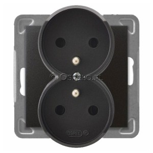 GP-2YRZ/m/50 Gniazdo podwójne z uziemieniem 16A (Zaciski śrubowe) Antracyt Ospel Impresja - Widok z przodu