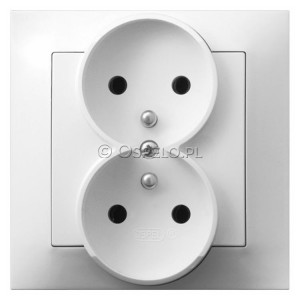 GP-2YZ/00 Gniazdo podwójne z uziemieniem, gniazdo kompletne, nie pasujące do ramek 16A (Zaciski śrubowe) Biały Ospel Impresja - Widok z przodu