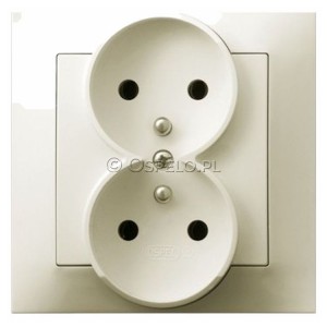 GP-2YZ/27 Gniazdo podwójne z uziemieniem, gniazdo kompletne, nie pasujące do ramek 16A (Zaciski śrubowe) Ecru Ospel Impresja - Widok z przodu