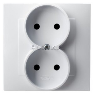 GP-2Z/00 Gniazdo podwójne bez uziemienia, gniazdo kompletne, nie pasujące do ramek 16A (Zaciski śrubowe) Biały Ospel Szafir - Widok z przodu