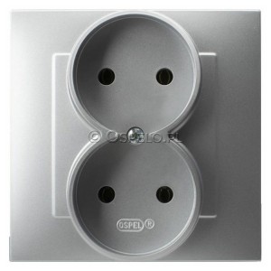 GP-2Z/18 Gniazdo podwójne bez uziemienia, gniazdo kompletne, nie pasujące do ramek 16A (Zaciski śrubowe) Srebro Ospel Szafir - Widok z przodu