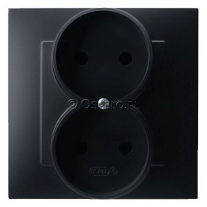 GP-2Z/33 Gniazdo podwójne bez uziemienia, gniazdo kompletne, nie pasujące do ramek 16A (Zaciski śrubowe) Czarny Metalik Ospel Szafir - Widok z przodu