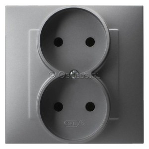 GP-2Z/70 Gniazdo podwójne bez uziemienia, gniazdo kompletne, nie pasujące do ramek 16A (Zaciski śrubowe) Szary Mat. Ospel Szafir - Widok z przodu