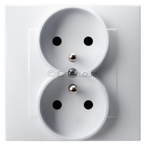 GP-2ZZ/00 Gniazdo podwójne z uziemieniem, gniazdo kompletne, nie pasujące do ramek 16A (Zaciski śrubowe) Biały Ospel Szafir - Widok z przodu
