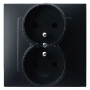 GP-2ZZ/33 Gniazdo podwójne z uziemieniem, gniazdo kompletne, nie pasujące do ramek 16A (Zaciski śrubowe) Czarny Metalik Ospel Szafir - Widok z przodu
