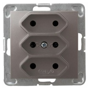 GP-3Y/m/23 Gniazdo potrójne na płaskie wtyczki 2,5A (Zaciski śrubowe) Tytan Ospel Impresja - Widok z przodu
