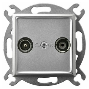 GPA-10UP/m/18 Gniazdo RTV przelotowe 10dB Srebro Ospel Aria - Widok z przodu