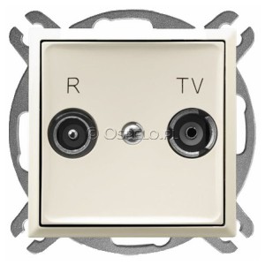 GPA-10UP/m/27 Gniazdo RTV przelotowe 10dB Ecru Ospel Aria - Widok z przodu