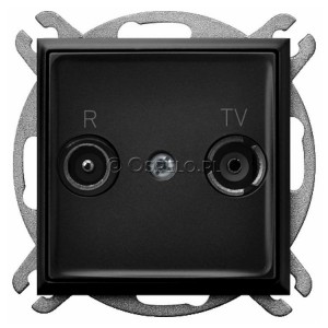 GPA-10UP/m/33 Gniazdo RTV przelotowe 10dB Czarny Metalik Ospel Aria - Widok z przodu