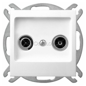 GPA-10YP/m/00 Gniazdo RTV przelotowe 10dB Biały Ospel Impresja - Widok z przodu