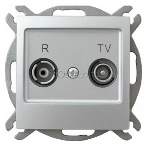 GPA-10YP/m/18 Gniazdo RTV przelotowe 10dB Srebro Ospel Impresja - Widok z przodu