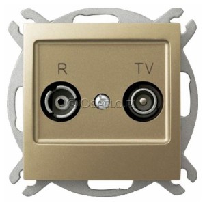 GPA-10YP/m/28 Gniazdo RTV przelotowe 10dB Złoty Metalik Ospel Impresja - Widok z przodu
