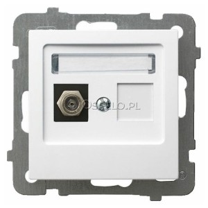 GPA-1GF/m/00 Gniazdo antenowe pojedyncze Typu F Biały Ospel As - Widok z przodu