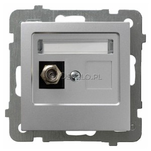 GPA-1GF/m/18 Gniazdo antenowe pojedyncze Typu F Srebro Ospel As - Widok z przodu