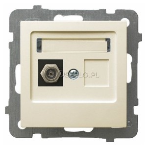 GPA-1GF/m/27 Gniazdo antenowe pojedyncze Typu F Ecru Ospel As - Widok z przodu