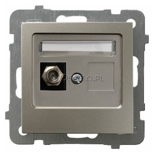 GPA-1GF/m/45 Gniazdo antenowe pojedyncze Typu F Satyna Light Ospel As - Widok z przodu