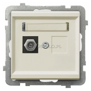 GPA-1RF/m/27 Gniazdo antenowe pojedyncze typu F Ecru Ospel Sonata - Widok z przodu