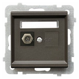 GPA-1RF/m/40 Gniazdo antenowe pojedyncze typu F Czekoladowy Metalik Ospel Sonata - Widok z przodu