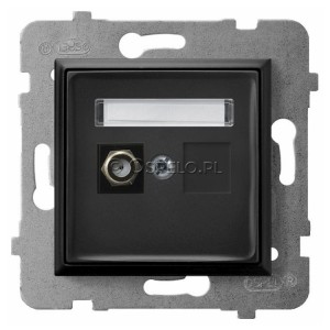 GPA-1UF/m/33 Gniazdo antenowe pojedyncze Typu F Czarny Metalik Ospel Aria - Widok z przodu