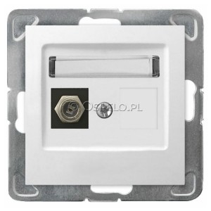 GPA-1YF/m/00 Gniazdo antenowe pojedyncze typu F Biały Ospel Impresja - Widok z przodu