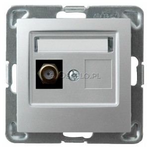 GPA-1YF/m/18 Gniazdo antenowe pojedyncze typu F Srebro Ospel Impresja - Widok z przodu