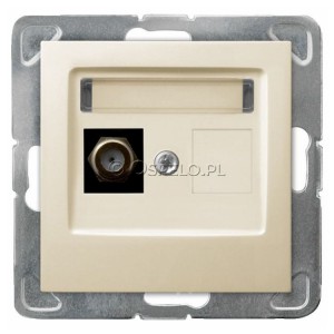 GPA-1YF/m/27 Gniazdo antenowe pojedyncze typu F Ecru Ospel Impresja - Widok z przodu