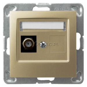 GPA-1YF/m/28 Gniazdo antenowe pojedyncze typu F Złoty Metalik Ospel Impresja - Widok z przodu