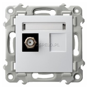 GPA-1ZF/m/00 Gniazdo antenowe pojedyncze Typu F Biały Ospel Szafir - Widok z przodu