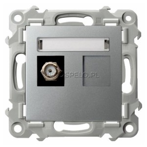 GPA-1ZF/m/18 Gniazdo antenowe pojedyncze Typu F Srebro Ospel Szafir - Widok z przodu