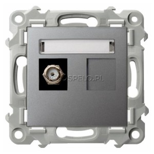 GPA-1ZF/m/70 Gniazdo antenowe pojedyncze Typu F Szary Mat. Ospel Szafir - Widok z przodu