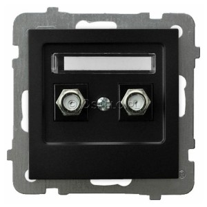 GPA-2GF/m/33 Gniazdo antenowe podwójne Typu F Czarny Metalik Ospel As - Widok z przodu