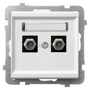 GPA-2RF/m/00 Gniazdo antenowe podwójne typu F Biały Ospel Sonata - Widok z przodu