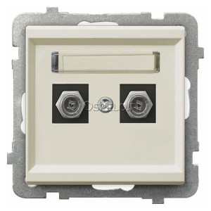 GPA-2RF/m/27 Gniazdo antenowe podwójne typu F Ecru Ospel Sonata - Widok z przodu