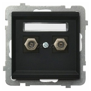 GPA-2RF/m/33 Gniazdo antenowe podwójne typu F Czarny Metalik Ospel Sonata - Widok z przodu