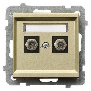 GPA-2RF/m/39 Gniazdo antenowe podwójne typu F Szampański Złoty Ospel Sonata - Widok z przodu