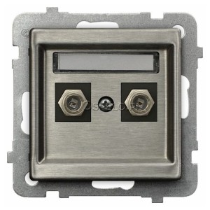GPA-2RMF/m/37 Gniazdo antenowe typu F podwójne Stal Inox Ospel Sonata Stal Inox - Widok z przodu