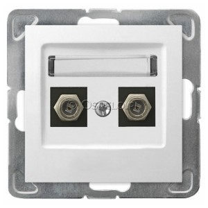 GPA-2YF/m/00 Gniazdo antenowe podwójne typu F Biały Ospel Impresja - Widok z przodu