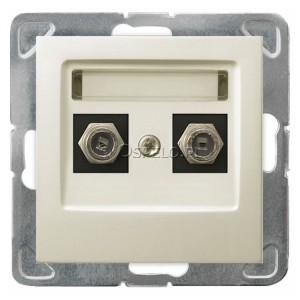 GPA-2YF/m/27 Gniazdo antenowe podwójne typu F Ecru Ospel Impresja - Widok z przodu