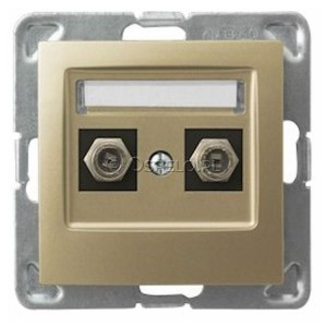 GPA-2YF/m/28 Gniazdo antenowe podwójne typu F Złoty Metalik Ospel Impresja - Widok z przodu