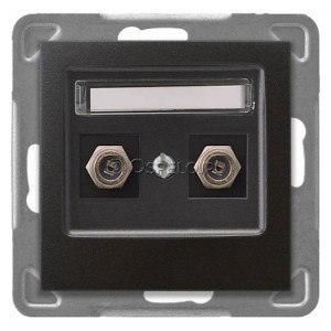 GPA-2YF/m/50 Gniazdo antenowe podwójne typu F Antracyt Ospel Impresja - Widok z przodu