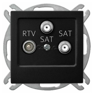GPA-G2S/m/33 Gniazdo RTV-SAT-SAT z dwoma wyjściami SAT Czarny Metalik Ospel As - Widok z przodu
