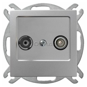 GPA-GK/m/18 Gniazdo RTV końcowe Srebro Ospel As - Widok z przodu