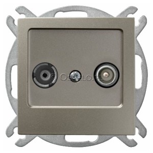 GPA-GK/m/45 Gniazdo RTV końcowe Satyna Light Ospel As - Widok z przodu