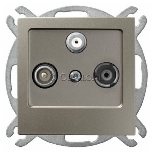 GPA-GS/m/45 Gniazdo RTV-SAT końcowe Satyna Light Ospel As - Widok z przodu