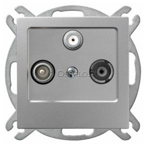 GPA-GSP/m/18 Gniazdo RTV-SAT przelotowe Srebro Ospel As - Widok z przodu